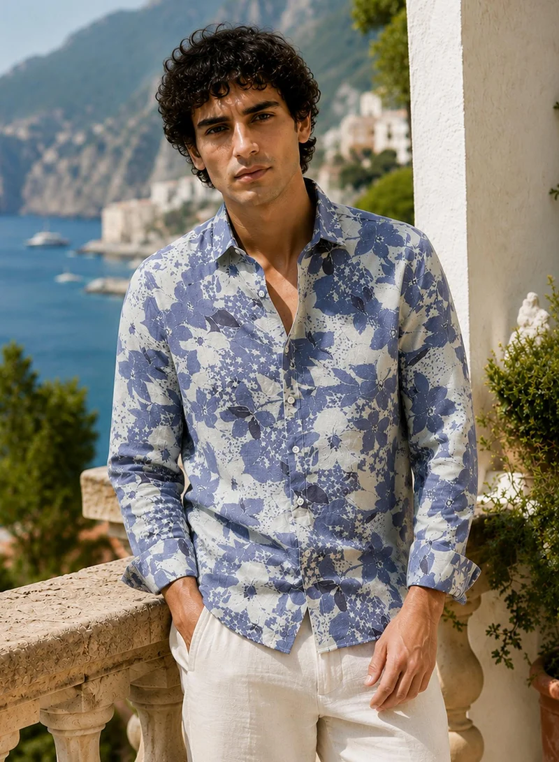 CAHOOT Men's Multi Floral Regular Shirt For Casual Wear | Collared Neck | Long Sleeve | Button Closure | Cotton Shirt Crafted With Comfort Fit For Everyday Wear (122201)