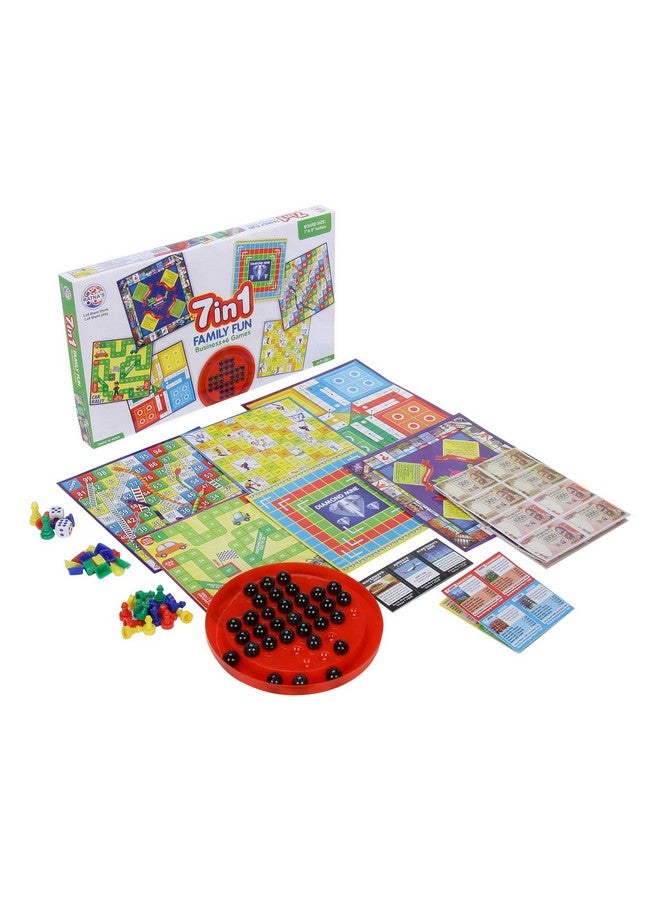 Ratna's 7 in 1 Family Board Game|Board Size: 6.5 Inches * 6.5 Inches & 8 Inches * 8 Inches|Brainvita,Ludo,Snakes & Ladders,Business,Car Rally,Diamond Mine,Cricket - Image 1