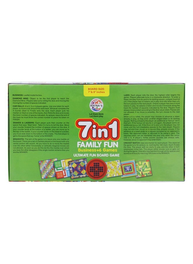 Ratna's 7 in 1 Family Board Game|Board Size: 6.5 Inches * 6.5 Inches & 8 Inches * 8 Inches|Brainvita,Ludo,Snakes & Ladders,Business,Car Rally,Diamond Mine,Cricket - Image 3