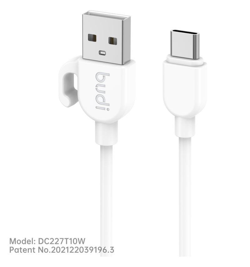 بودي كابل شحن سريع ومزامنة بيانات PowerLine USB Type-C، تيار 2.4 أمبير، طول 1 متر / 3.3 قدم (DC227T10W)، كابل متين للشحن والمزامنة، لون أبيض. - Image 1