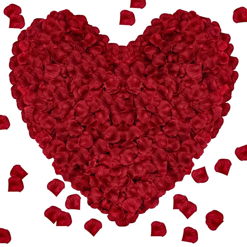 enttgo 1000 Pieces Artificial Silk Rose Petals Flower Decoration Wedding Party (Dark Red) - Image 1