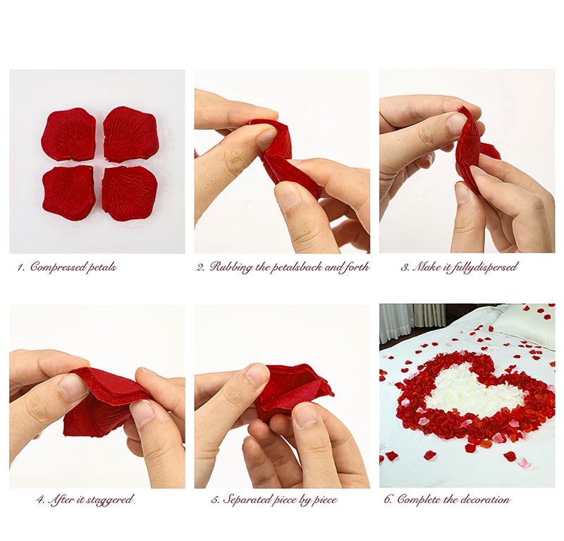 enttgo 1000 Pieces Artificial Silk Rose Petals Flower Decoration Wedding Party (Dark Red) - Image 3