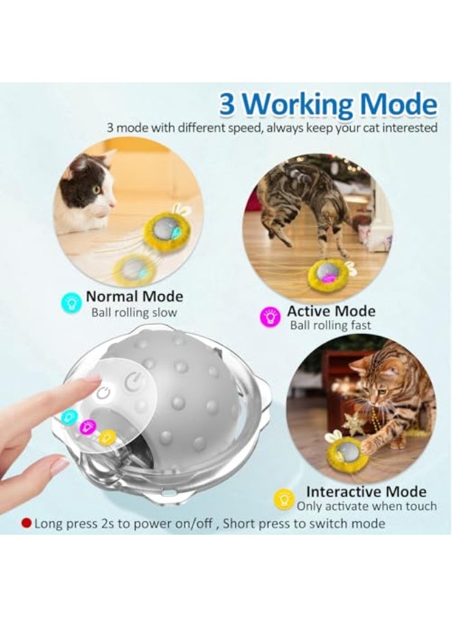 Smart Interactive Cat Toys - Automatic Cat Toys for Indoor Cats, USB Rechargeable Cat Ball Toys with LED Lights, Electric Cat Mice Toys, Auto On/Off - Image 4