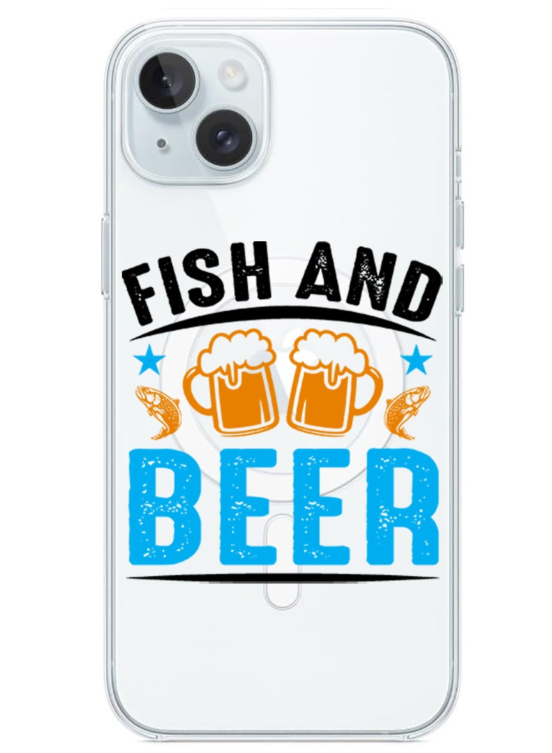 Theodor Magnetic Case for iPhone 15 6.1-inch Compatible with MagSafe Wireless Charging, Shockproof Phone Bumper Cover Fish and Beer black copy - Image 1