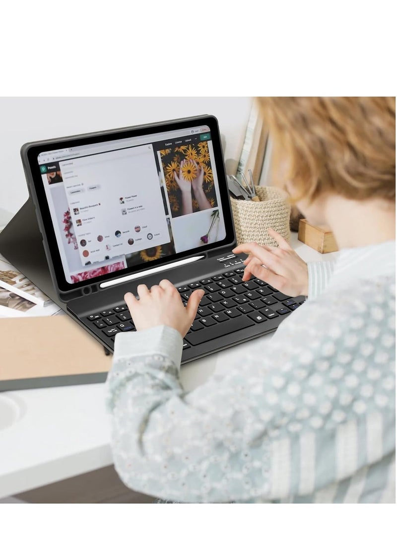 JAJEEK Samsung S6 Lite Tablet Case with Keyboard and Built-in S Pen Holder – Slim Smart Case with Bluetooth Keyboard for Samsung Galaxy Tab S6 Lite 10.4 (2024/2022/2020) SM-P620/P625/P615/P619 – Black - Image 4