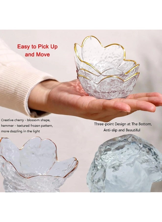 شيبشيب ٣ قطع أطباق صلصة الصويا على شكل ساكورا، أطباق غمس زهرية وردية من الزجاج/أطباق مقبلات، أوعية سلطة كريستالية يابانية، هدايا للمنازل الجديدة وزينة مكتبية (شفاف) - Image 5