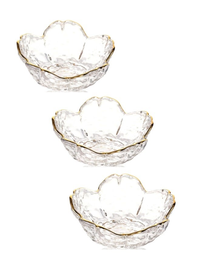 شيبشيب ٣ قطع أطباق صلصة الصويا على شكل ساكورا، أطباق غمس زهرية وردية من الزجاج/أطباق مقبلات، أوعية سلطة كريستالية يابانية، هدايا للمنازل الجديدة وزينة مكتبية (شفاف) - Image 1