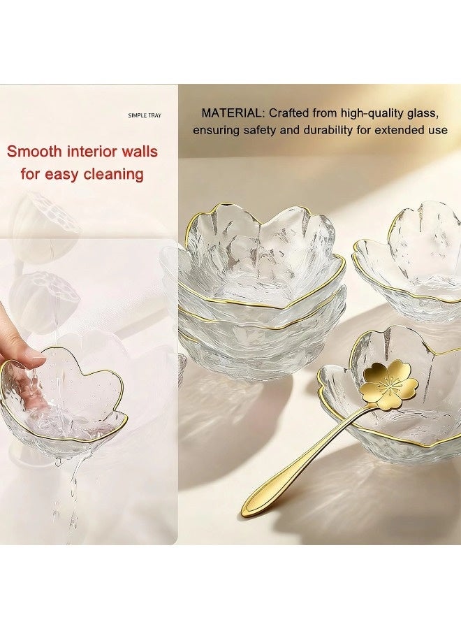 شيبشيب ٣ قطع أطباق صلصة الصويا على شكل ساكورا، أطباق غمس زهرية وردية من الزجاج/أطباق مقبلات، أوعية سلطة كريستالية يابانية، هدايا للمنازل الجديدة وزينة مكتبية (شفاف) - Image 4