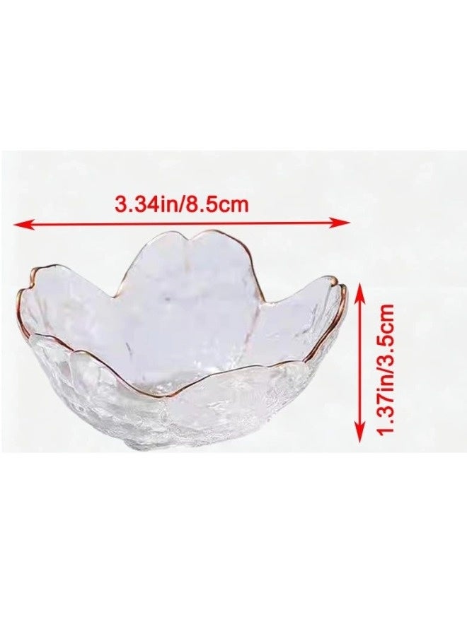 شيبشيب ٣ قطع أطباق صلصة الصويا على شكل ساكورا، أطباق غمس زهرية وردية من الزجاج/أطباق مقبلات، أوعية سلطة كريستالية يابانية، هدايا للمنازل الجديدة وزينة مكتبية (شفاف) - Image 2