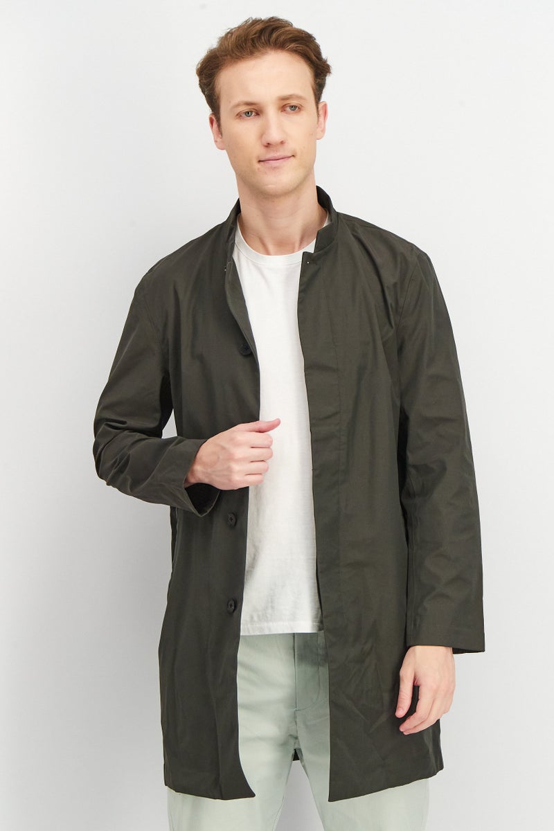 SELECTED Men Solid Long Sleeve Parka Jacket, Khaki Green  - Image 1
