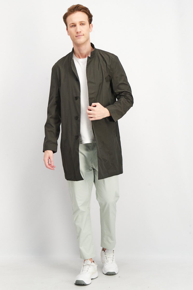 SELECTED Men Solid Long Sleeve Parka Jacket, Khaki Green  - Image 3