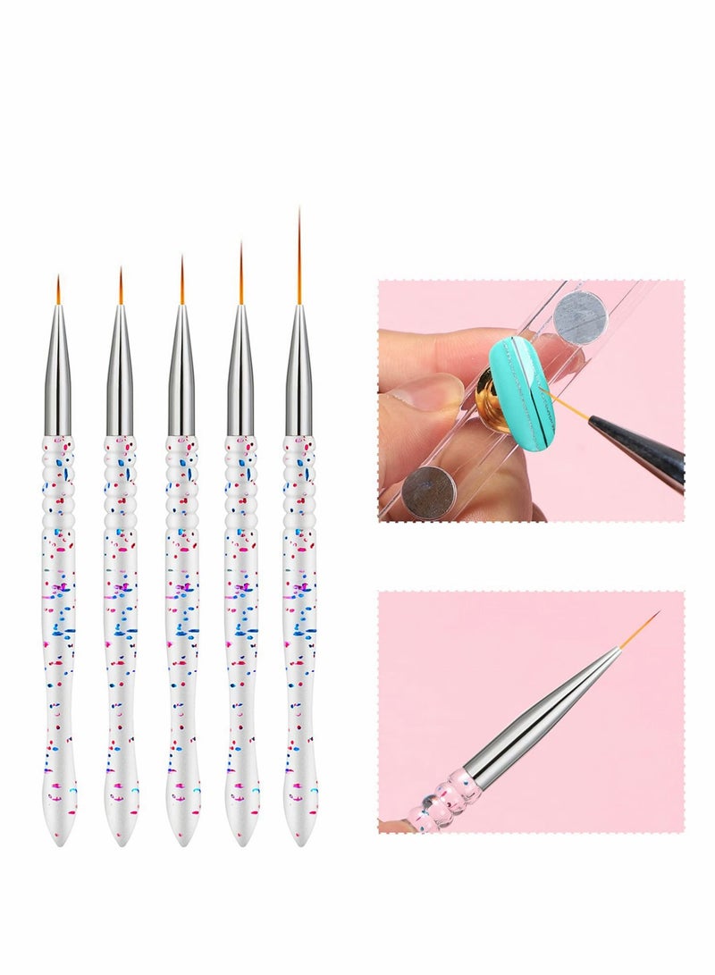 Excefore Nail Art Liner Brushes, 5Pcs Gel Polish Painting Brush for Manicure Salon DIY at Home(7/9/11/15/20mm) - Image 1