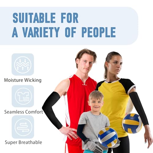 Peabownn Volleyball Sleeves Youth 5XS-2XL - Breathable Arm Sleeve Youth Men Women for Football Soccer Basketball Baseball Running UV Blocking Arm Compression Sleeve S - Image 2