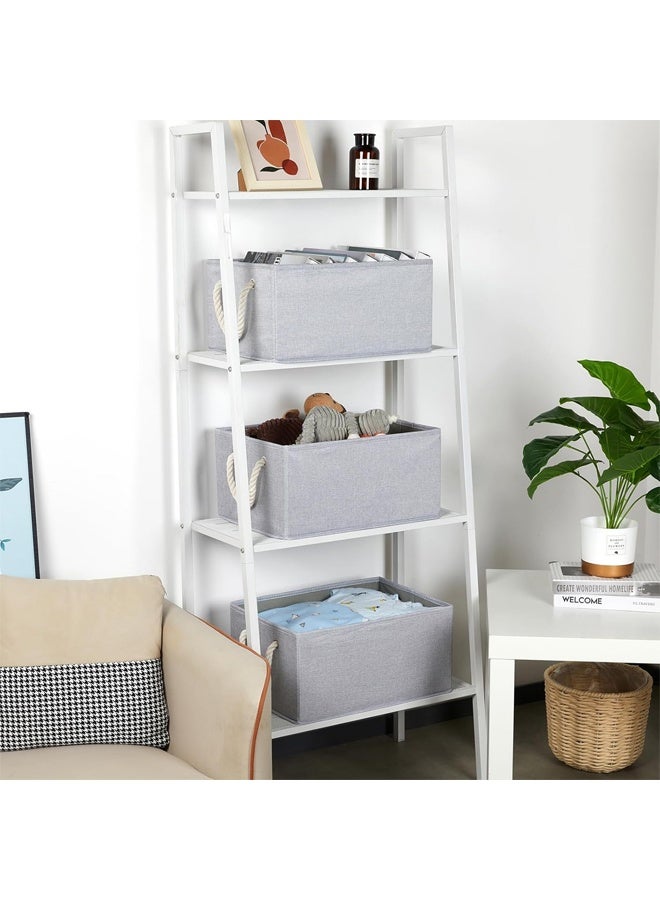 HQ-GAMING Collapsible Rectangular Storage Basket, Large Storage Box with Rope Handles, Storage Bins, Foldable Storage Baskets, Organizer Basket Used for Organizing Shelves, Closets, Clothes, and Toy, Grey - Image 5