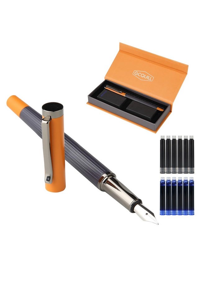 GC QUILL - Fountain Pen Set - Fine Nib With 12 Ink Cartridges And Ink Refill Converter, Pen Gift Set For Writing Journaling Calligraphy- Mu-12 - Image 1