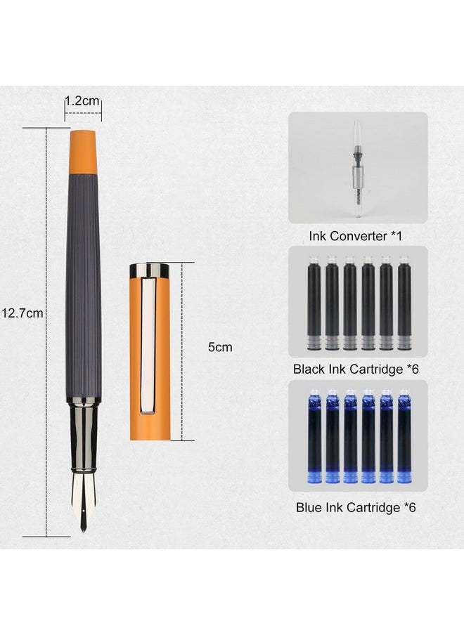 GC QUILL - Fountain Pen Set - Fine Nib With 12 Ink Cartridges And Ink Refill Converter, Pen Gift Set For Writing Journaling Calligraphy- Mu-12 - Image 1