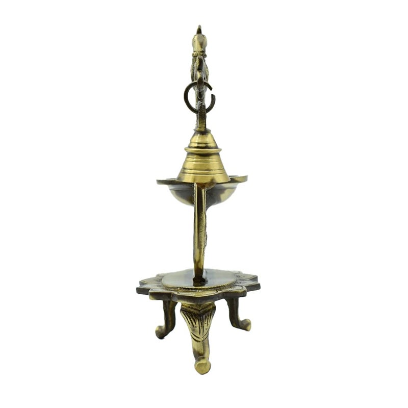 Puja N Pujari Peacock Design Brass Diya with Bell for Home Temple Mandir and Diwali  - Image 4