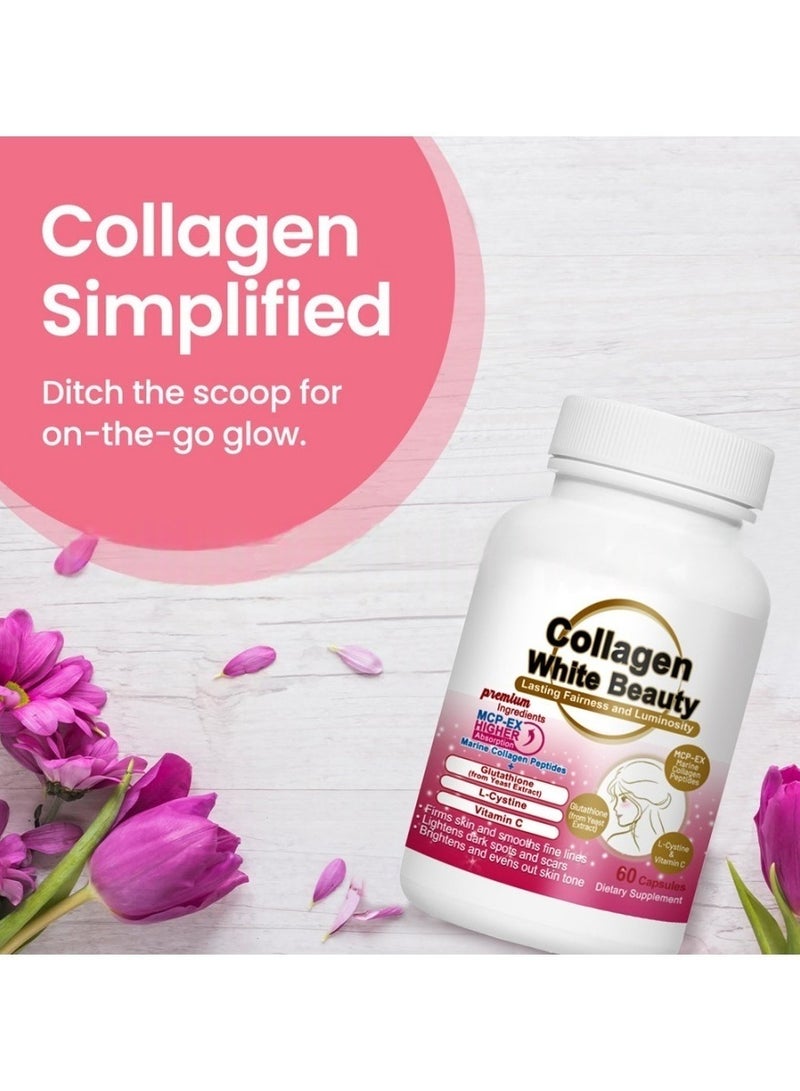 Collagen Peptide + Glutathione Capsules - Skin Brightening & Radiance Support | 60 Capsules - Image 2