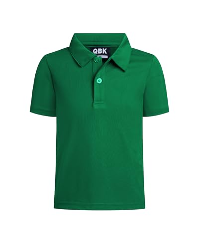 QBK Toddler to Youth Boys' Performance Polo Kids Collared Golf Shirt School Uniform (Kelly Green S) - Image 1