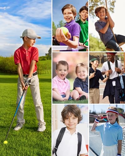 QBK Toddler to Youth Boys' Performance Polo Kids Collared Golf Shirt School Uniform (Kelly Green S) - Image 2