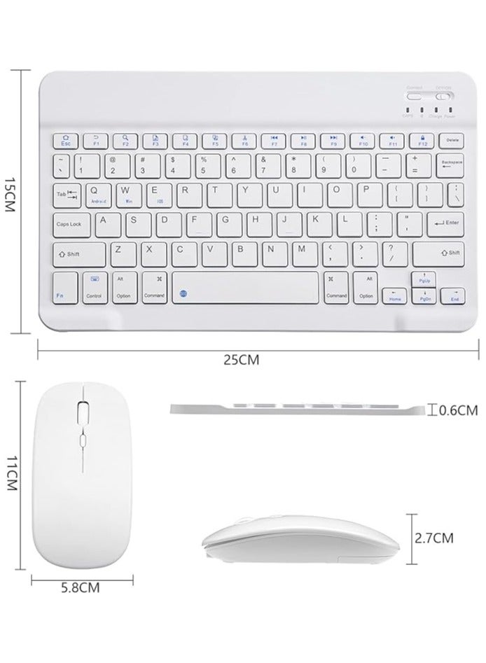 erorex Ultra-Slim Bluetooth Keyboard and Mouse Combo Rechargeable Portable Wireless Keyboard Mouse Set for Apple iPad iPhone iOS 13 and Above Samsung Tablet Phone Smartphone Android Windows (White)  - Image 3