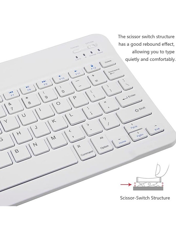 erorex Ultra-Slim Bluetooth Keyboard and Mouse Combo Rechargeable Portable Wireless Keyboard Mouse Set for Apple iPad iPhone iOS 13 and Above Samsung Tablet Phone Smartphone Android Windows (White)  - Image 4