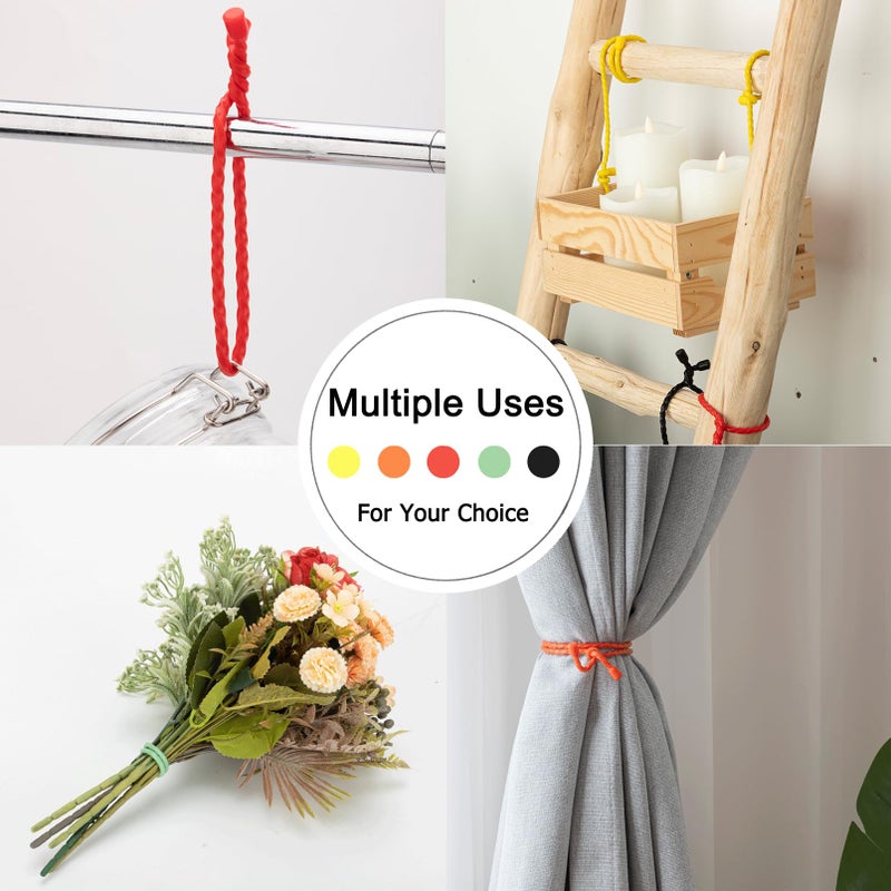 Gesipor 6 Pcs 24-Inch Silicone Cable Ties Dia 5Mm Reusable Steel-Core Rubber Twist Ties Bendable Cable Ties For Bundling And Holding  All Purpose Cord Tie For Indoor And Outdoor (Black) - Image 5