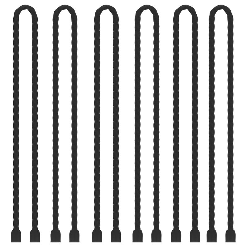Gesipor 6 Pcs 24-Inch Silicone Cable Ties Dia 5Mm Reusable Steel-Core Rubber Twist Ties Bendable Cable Ties For Bundling And Holding  All Purpose Cord Tie For Indoor And Outdoor (Black) - Image 1