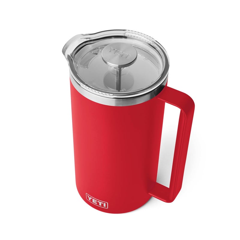 YETI Rambler 64 oz. French Press Coffee Maker, with GroundsControl Filter, Rescue Red - Image 1