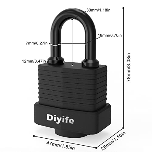 Diyife Padlock with Key, [2 Pack] [4 Keys] Diyife Padlock Waterproof Lock Key Padlocks 40mm Heavy Duty Padlocks Anticut, Oustside Laminated Steel for Gym Locker, Garage, Fence, Shed, Yard,Outdoor & Indoor - Image 5