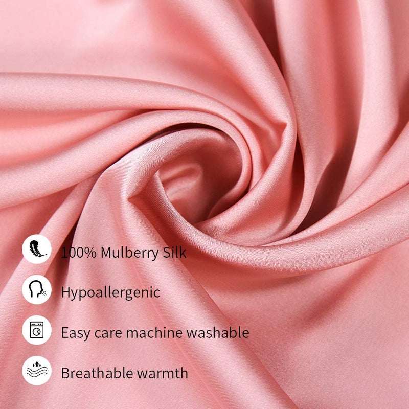 Jocoku Jocoku 100% Mulberry Silk Pillowcases Set of 2 for Hair and Skin and Super Soft and Breathable Queen Size Nature Silk Pillowcases (Queen  Pink)  - Image 3