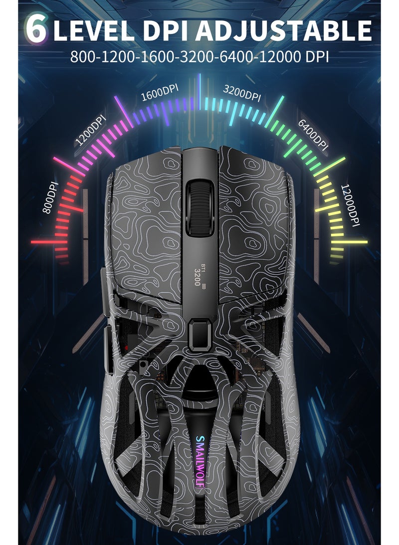 أوتشوانغ ماوس قيمنق M8 لاسلكي خفيف الوزن مع شاشة عرض رقمية وقاعدة شحن RGB قابلة للتعديل بإصبع واحد، ثلاثي الوضع (2.4G/USB-C/بلوتوث)، مستشعر 12K DPI، مفتاح Huano، 5 أزرار قابلة للبرمجة للكمبيوتر والماك - أسود ماوس - Image 4