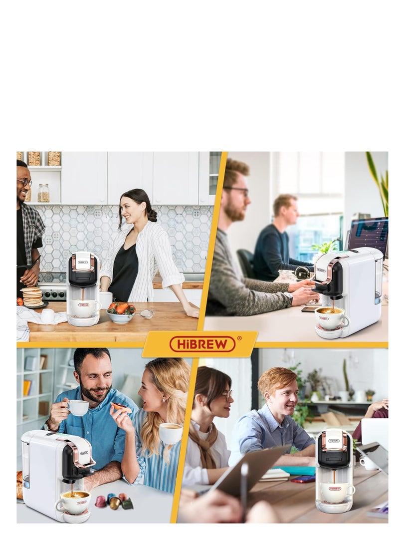 HiBREW - HiBREW Multiple Capsule Coffee Machine Hot/Cold DG Cappuccino Nes Small Capsule ESE Pod Ground Coffee Cafeteria 19Bar 5 in 1 H2B(WHITE) - Image 1