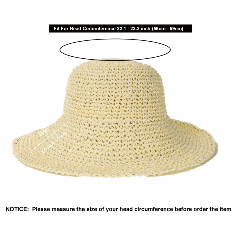 Sydbecs Women's Sun Hats Wide Brim Summer Beach Hat for Women Foldable Travel Straw Hat UPF50+ (Black) - Image 5