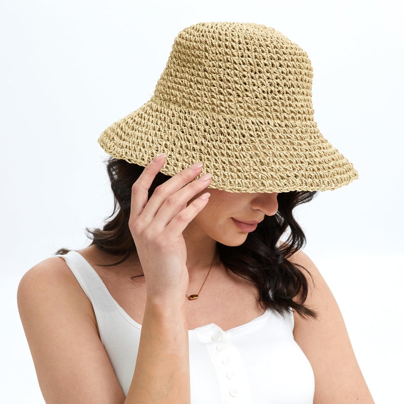 Sydbecs Women's Sun Hats Wide Brim Summer Beach Hat for Women Foldable Travel Straw Hat UPF50+ (Black) - Image 4