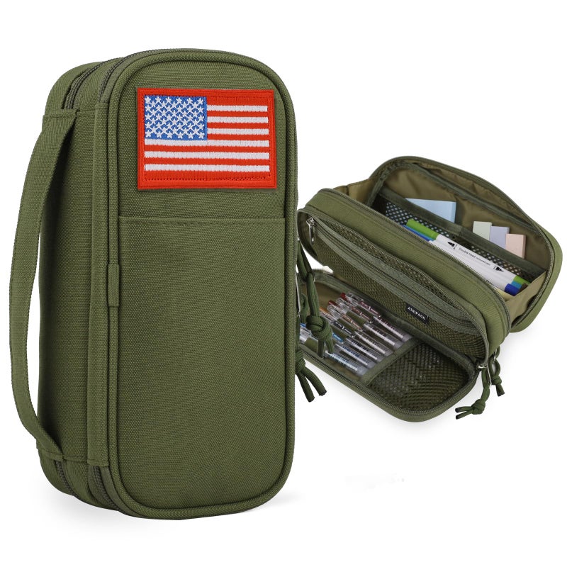 ATRIPACK Tactical Pencil Case for BoyLarge Capacity Pencil PouchMarker Organizer Case Pen Box Tool Bag Desk Organizer for School College Office Organizers for Kids Men Women Adult TeensGreen