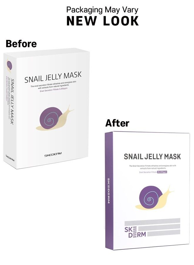 Skederm Korean Face Mask Snail Jelly Sheet Mask 10 Sheets Hydrating Sheet Mask Anti-Wrinkle Korean Skin Care Anti-Aging Sheets Pack Moisturizing Snail Secretion Filtrate 30,000ppm - Image 1