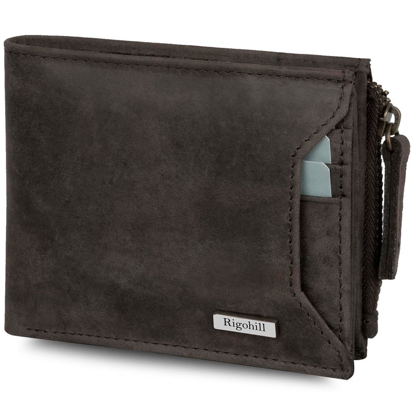 Rigohill Coffee Brown Leather Wallet for Men | RFID Blocking Mens Wallet | Wallets Men Leather - Image 1