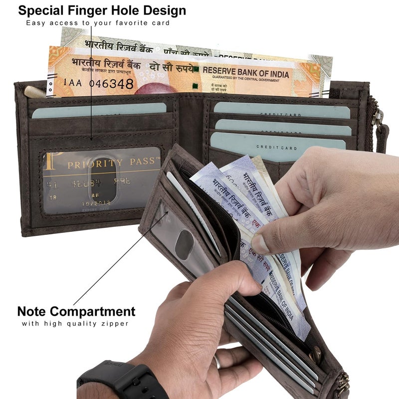Rigohill Coffee Brown Leather Wallet for Men | RFID Blocking Mens Wallet | Wallets Men Leather - Image 2