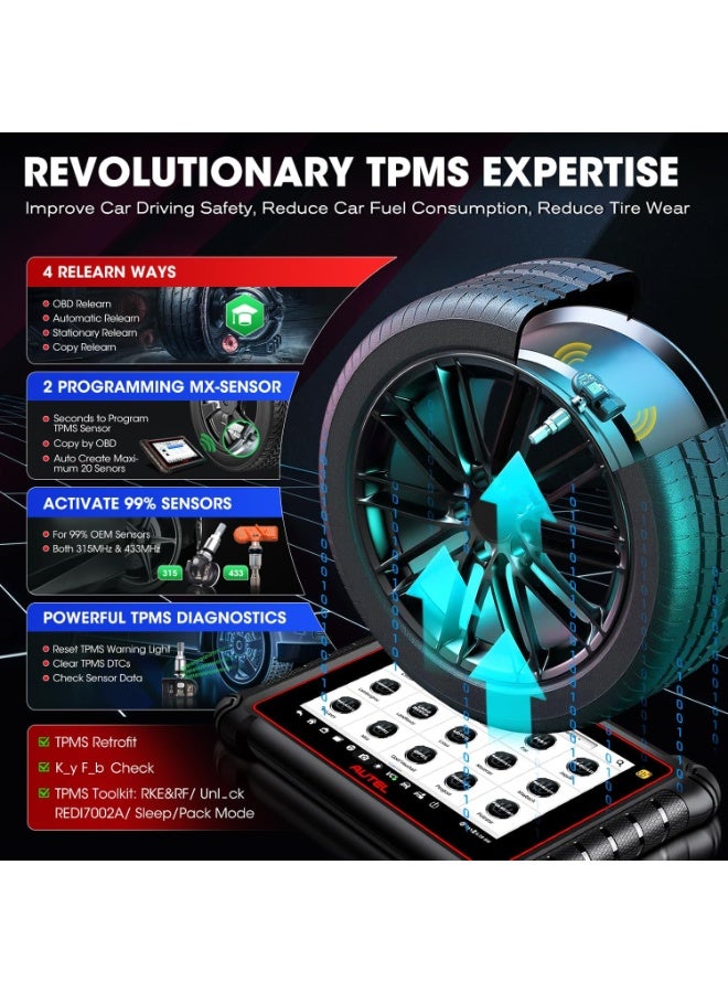 Autel MaxiPRO MP900TS Scanner, 2025 8in MP900-TS up of MaxiSYS MS906 PRO MS906TS MP900-BT MK900-TS, Top TPMS as MS906 Pro-TS, ECU Coding, Bidirectional Scan Tool, 40+ Service, All System, CAN FD&DOIP - Image 5