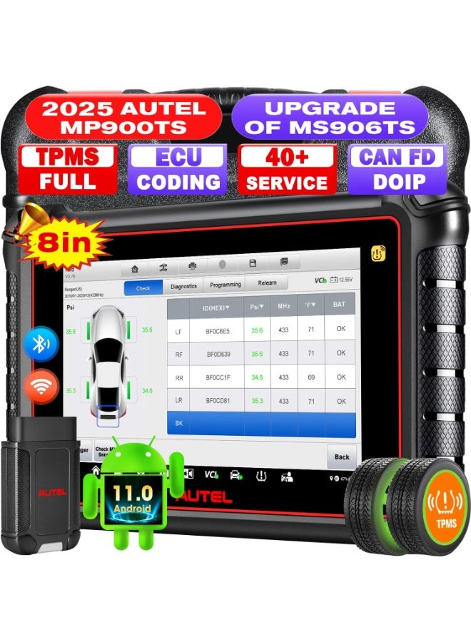 Autel MaxiPRO MP900TS Scanner, 2025 8in MP900-TS up of MaxiSYS MS906 PRO MS906TS MP900-BT MK900-TS, Top TPMS as MS906 Pro-TS, ECU Coding, Bidirectional Scan Tool, 40+ Service, All System, CAN FD&DOIP - Image 1
