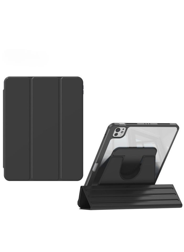 Three Fold Rotating Case for iPad Air 6th 11 Inch M2 2024/ iPad Air 7th 11 Inch M3 2025/ iPad Air 5th 2022 10.9 Inch/iPad Air 4th 2020 10.9 Inch/iPad Pro 11 inch (2022/2021/2020/2018), 360 Degree Rotation Protective Stand Cover Clear Back, Auto Wake/Sleep - Image 1
