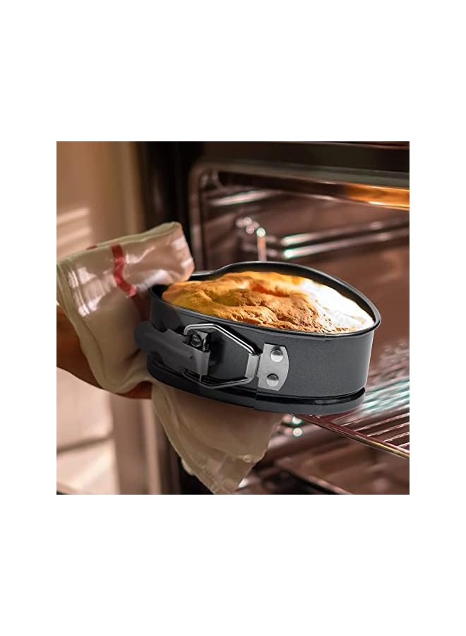 S-TOP Springform Pan, 4 Pieces Love Heart Shape Springform Pan Mini 4 Inches Non-Stick Carbon Steel Cake Pan Tin Mold Baking Cheese Bread Jelly Tray - Image 3