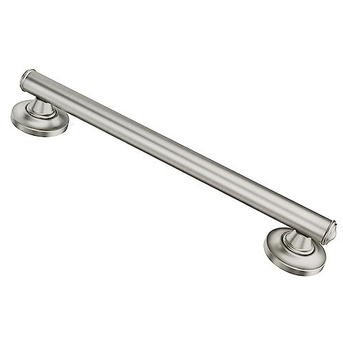 Moen LR8724D1GBN Bathroom Safety 24Inch Designer Bathroom Grab Bar with Curled Grip Brushed Nickel - Image 1