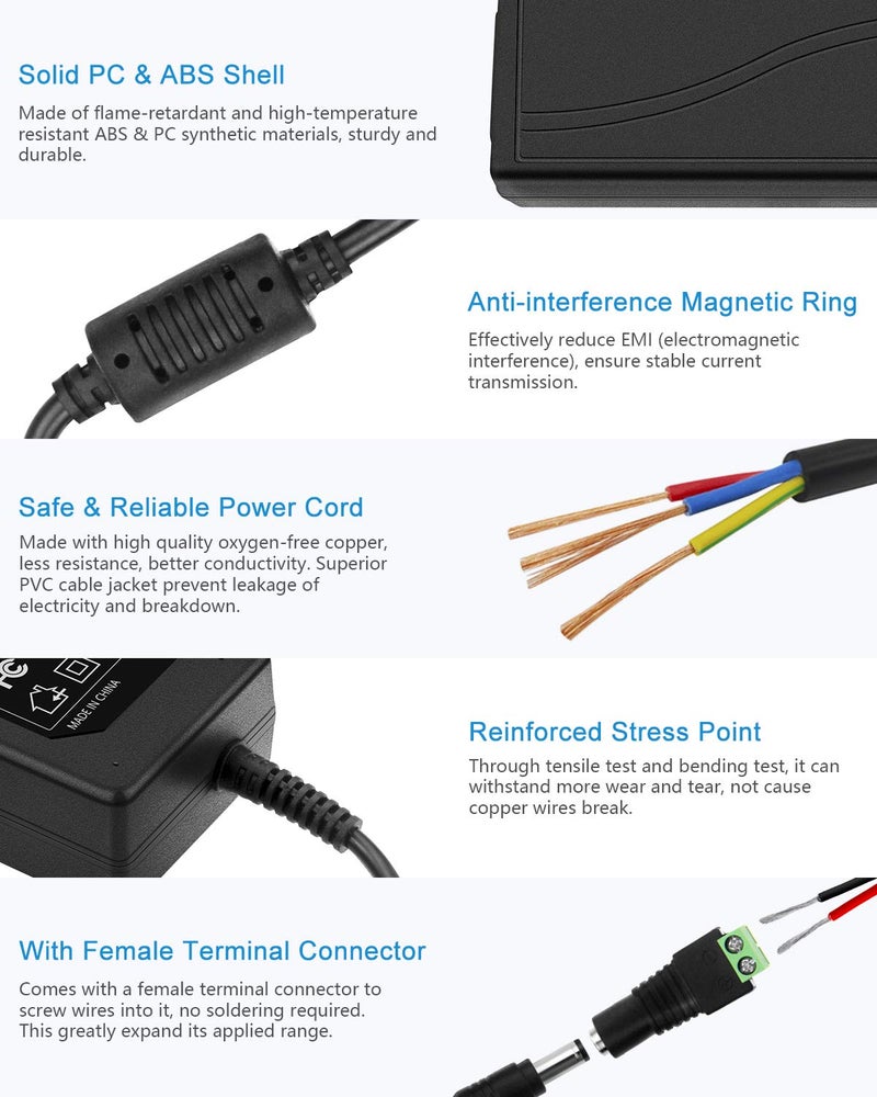 ALITOVE 5V 5A AC to DC Power Supply Adapter Converter 5.5x2.5mm Plug AC 100V~240V Input for WS2812B WS2811 SK6812 LED Pixel Strip Light CCTV Camera Security System - Image 5