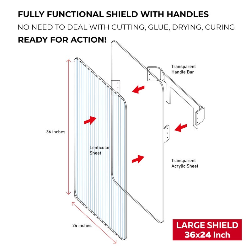 OWLHAUS Invisibility Shield - 36"x24", Lenticular Sheet Shield with Transparent Acrylic Handles for Prank, Science, Magic, Illusion, Hiding, Game, Invisible Effect, Cover for Hunting, Airsoft, Paintball - Image 2