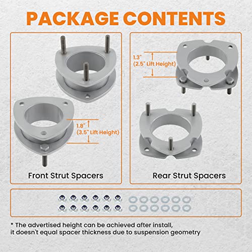 Waverspeed 3.5" Front & 2.5" Rear Leveling Kit for Ford Expedition 2003-2018, for Lincoln Navigator 2WD/4WD, SUV Lift Strut Spacers - Image 5