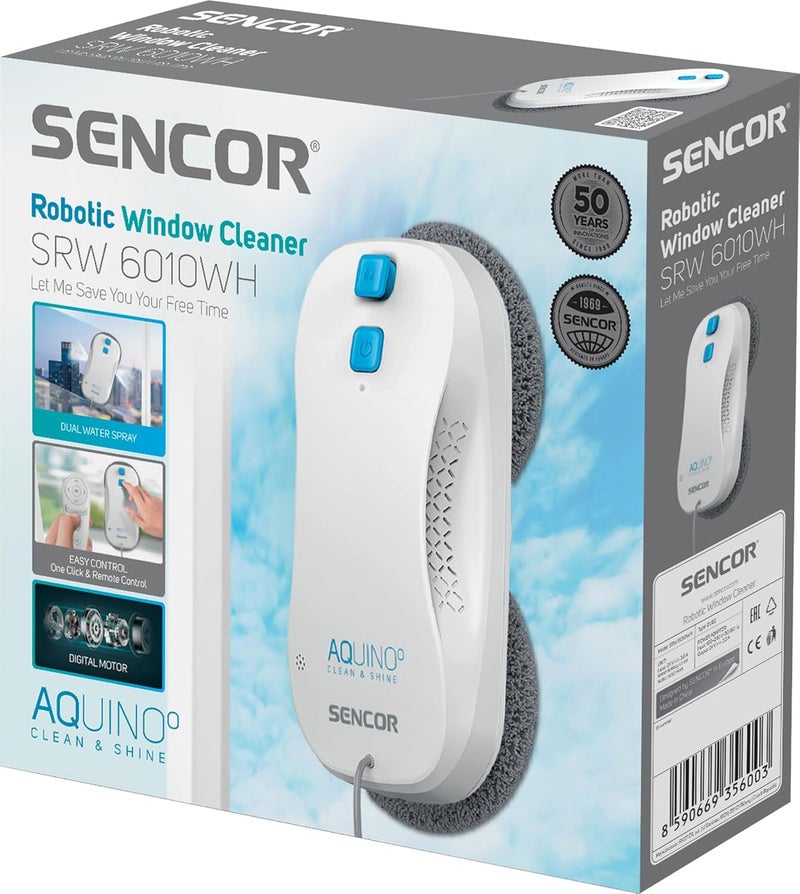 Sencor SRW 6010WH Robotic Window Cleaner, Smart Gyro Navigation, Dual Spray, 3000Pa Suction, Remote Control, 3 Cleaning Modes, White - Image 5