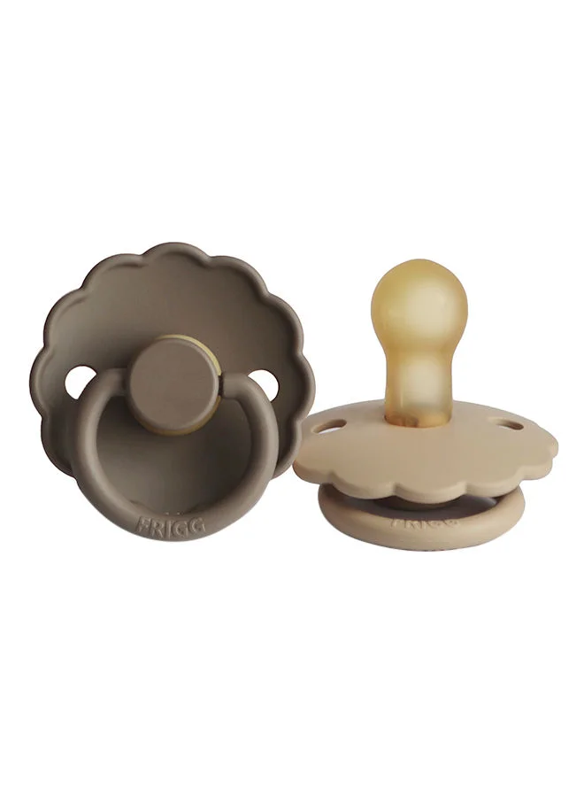 فريج Daisy Latex Baby Pacifier, 0-6 Months, Pack of 2, Size 1 - Croissant/Portobello