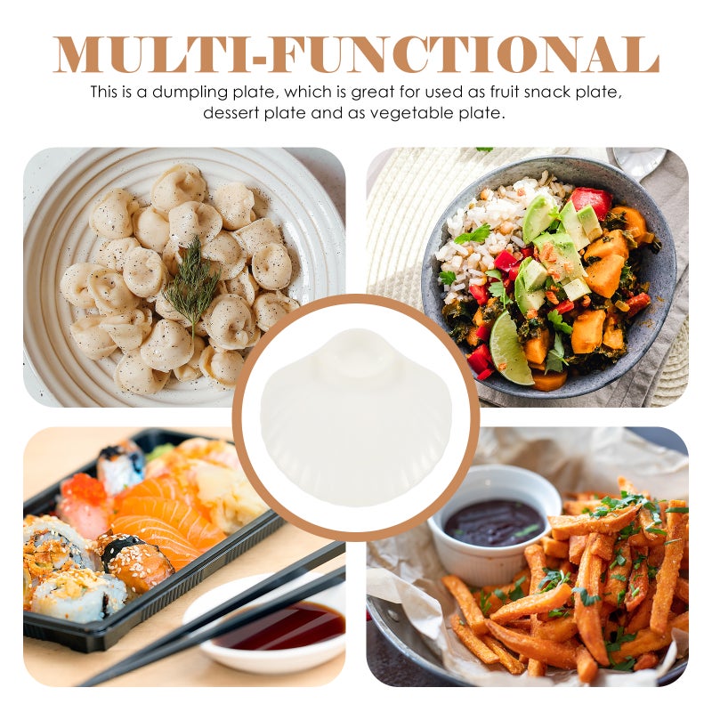 6Pcs Dumpling Dipping Plate Reusable Sushi Plate Dumpling Dipping Dish Shell Shape Plate - Image 5